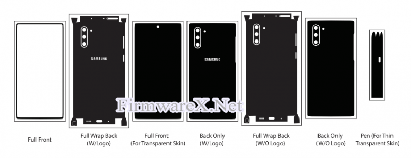 Samsung Note 10 Wrap Skin / PPF Cutting Template