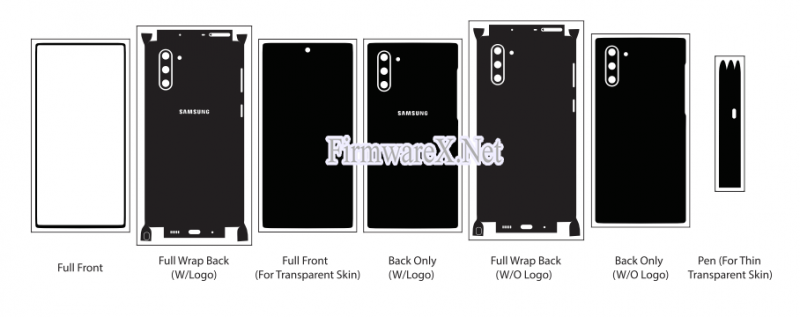 Samsung Note 10 Plus Wrap Skin / PPF Cutting Template (CDR file)